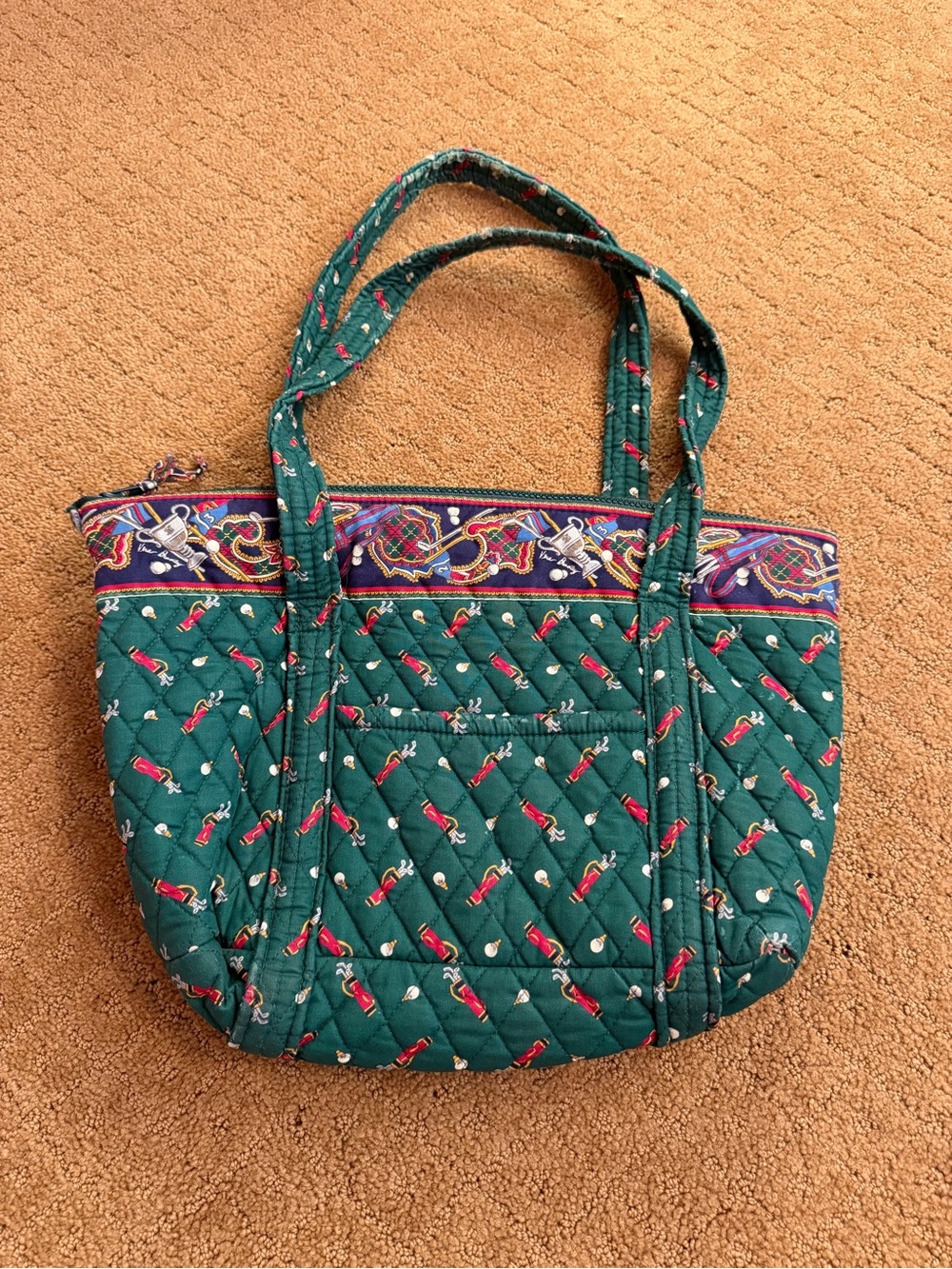 Vintage Vera Bradley Golf Green Shoulder Bag Tote 1995